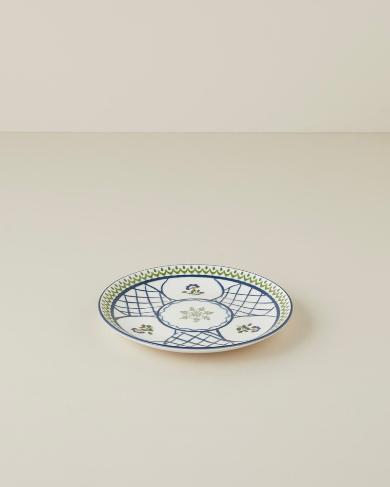 Talavera Garden Porselen Pasta Tabağı 21 cm Beyaz - Lacivert