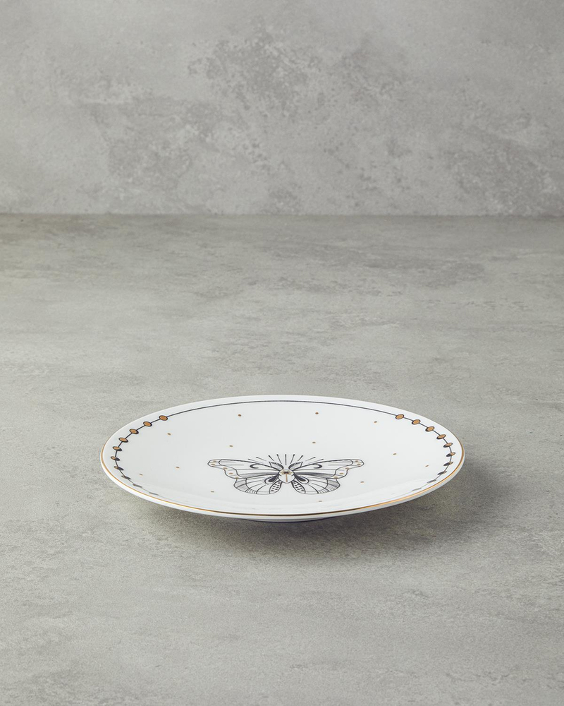 Talisman Butterfly Bone China Pasta Tabağı 21 cm Siyah-Gold
