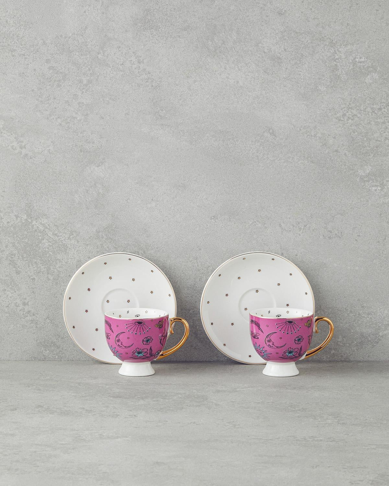 Talisman Magic New Bone China 4 Parça 2 Kişilik Kahve Fincan Takımı 100 ml Pembe