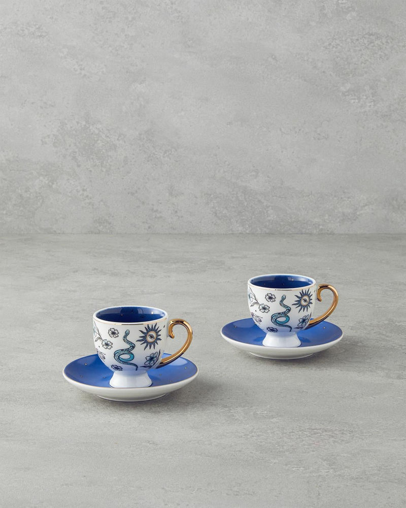 Talisman Snake New Bone China 4 Parça 2 Kişilik Kahve Fincan Takımı 100 ml Beyaz