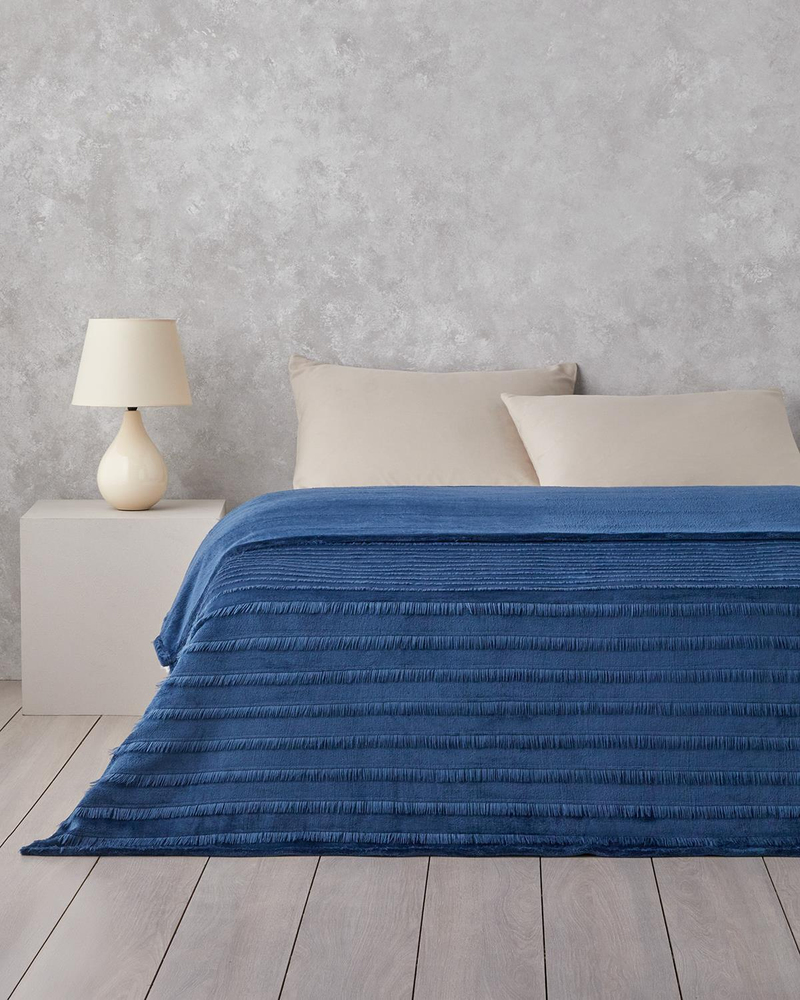 Tassel Dream Supersoft Çift Kişilik Battaniye 200x220 cm Lacivert