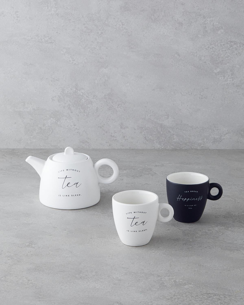 Tea Time New Bone China Demlik Seti 600 ml Beyaz