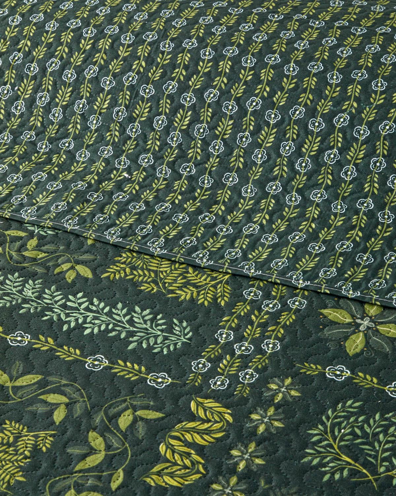 Tendril Bloom King Size Çok Amaçlı Örtü 240x220 cm Yeşil