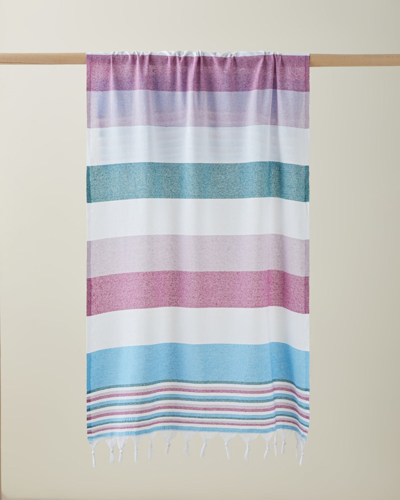 Teris Rejenere Çizgili Peştamal 80x150 cm Mavi-Mor