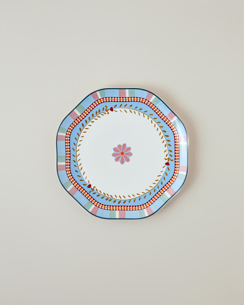 Timeless Botanica New Bone Pasta Tabağı 20 cm Pembe - Mavi