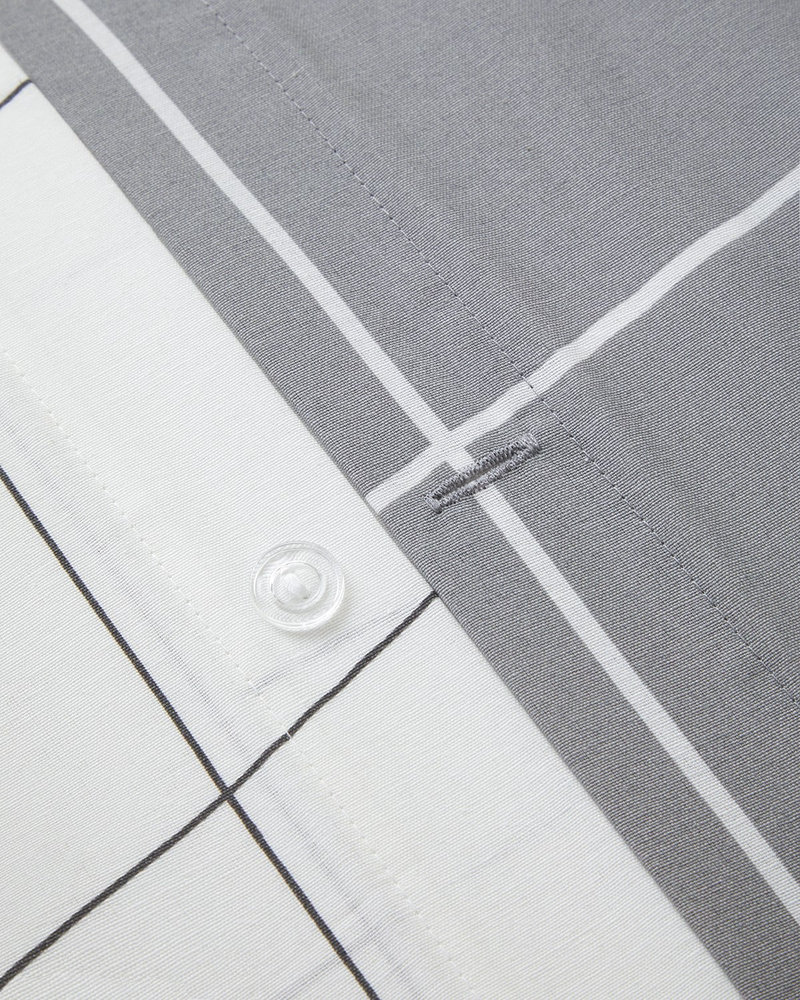 Timeless Grid Kolay Ütülenir Tek Kişilik Nevresim Takımı 160x220 cm Gri