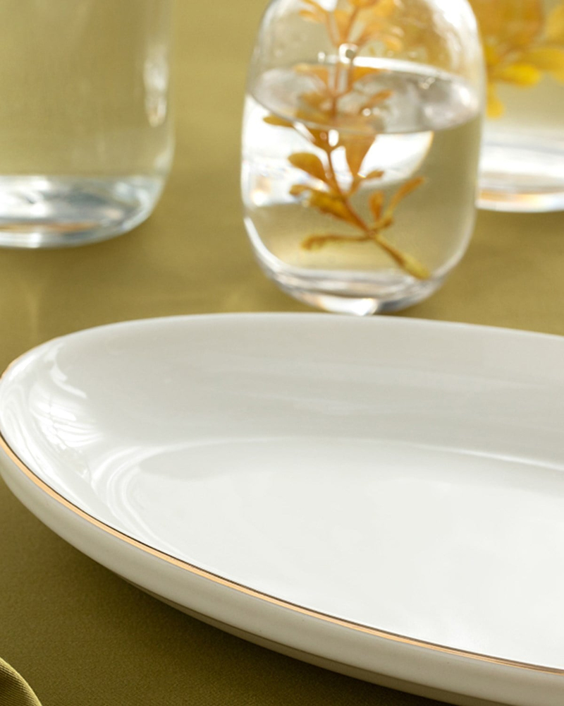 Torino Porselen Kayık Tabak 25 cm Gold