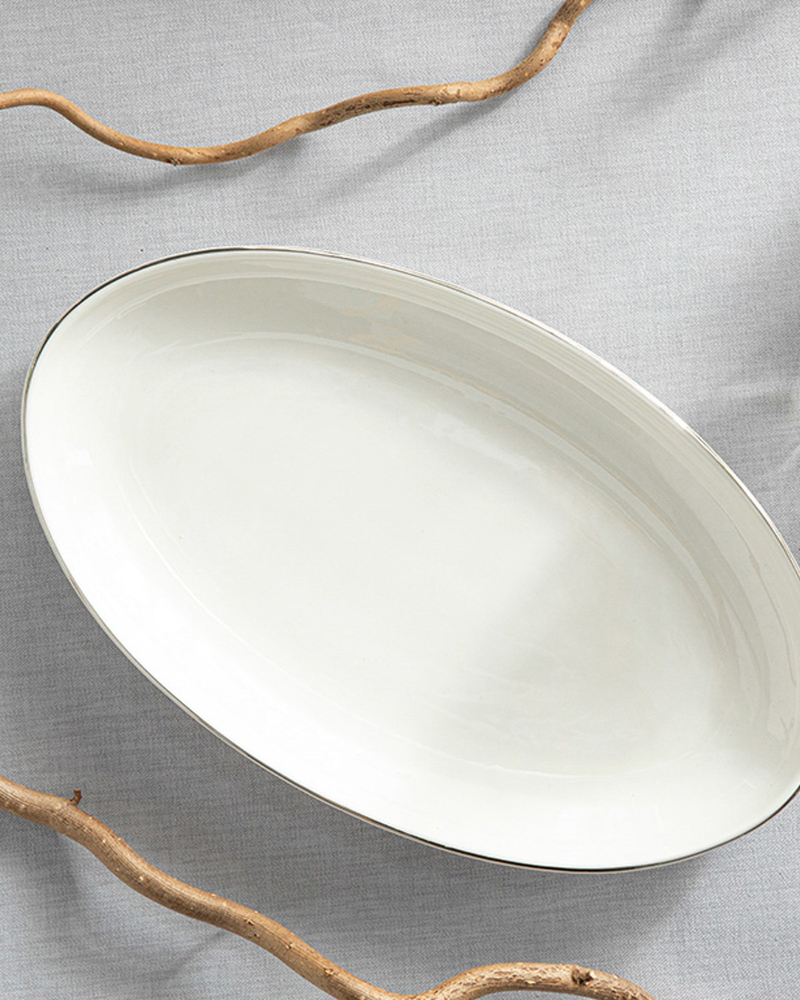 Torino Porselen Kayık Tabak 25 cm Silver