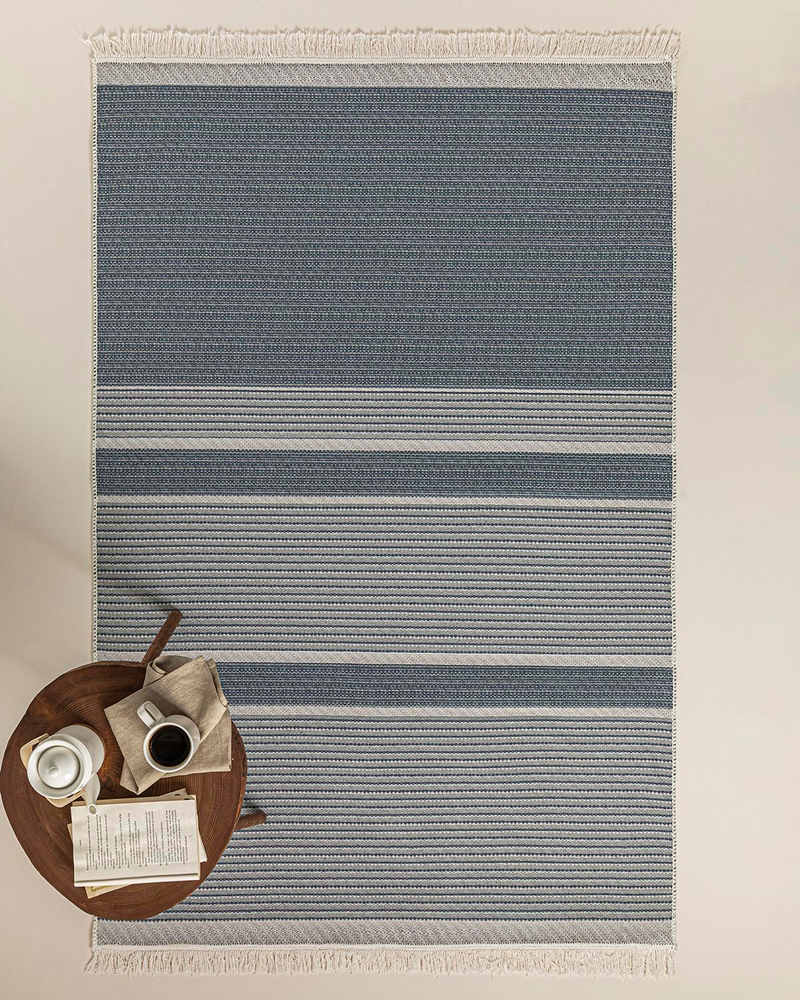 Trendy Nash Dokuma Kilim Lacivert - Krem