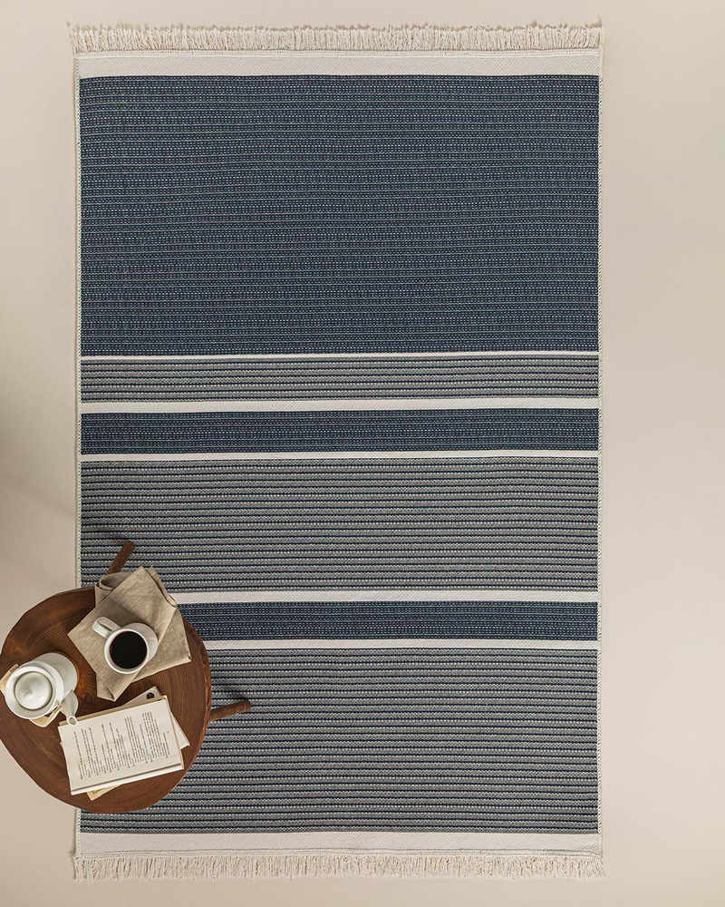 Trendy Nash Dokuma Kilim Lacivert - Krem