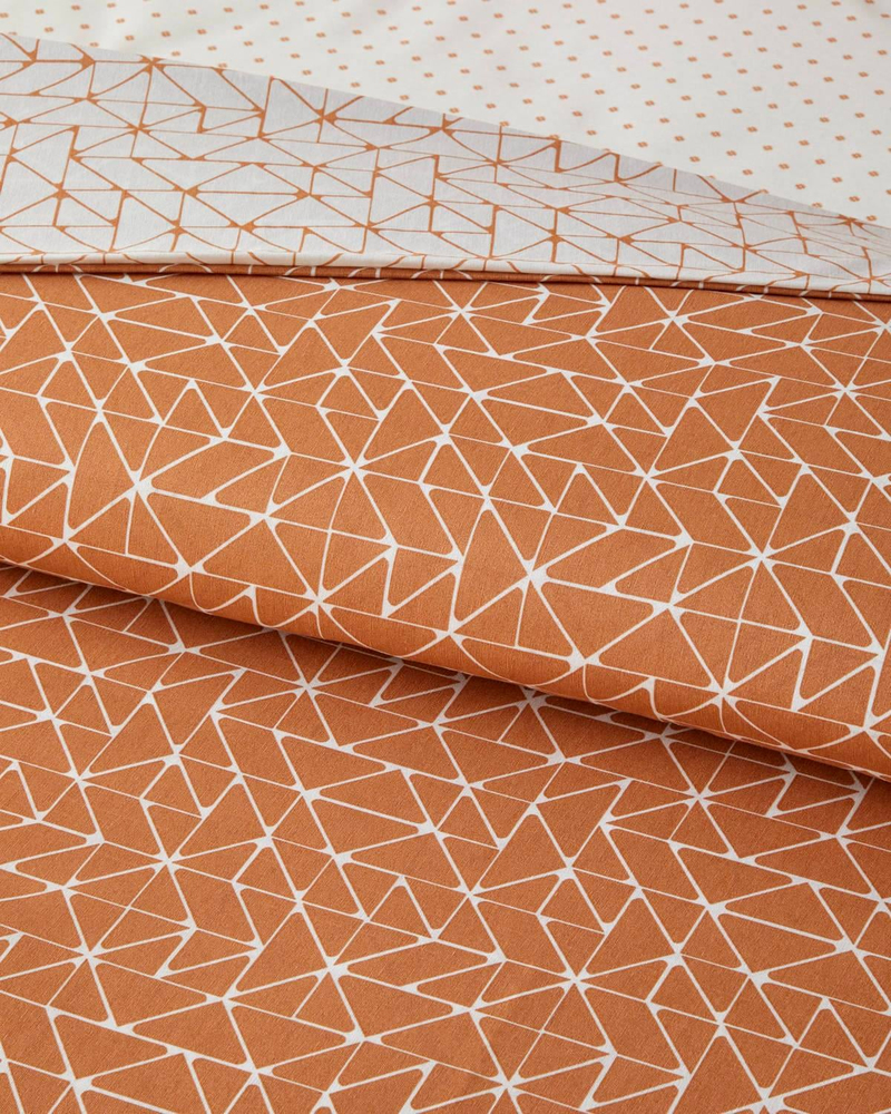 Trio Shape Kolay Ütülenir Çift Kişilik Nevresim Takımı 200x220 cm Turuncu