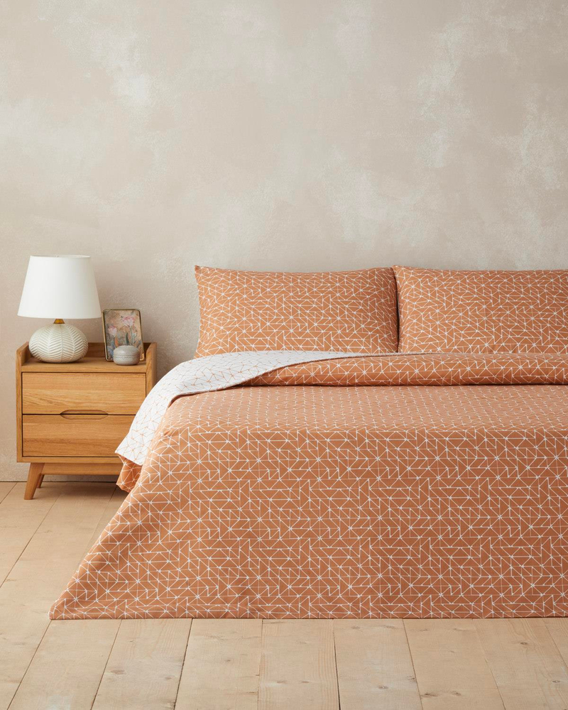 Trio Shape Kolay Ütülenir Çift Kişilik Nevresim Takımı 200x220 cm Turuncu