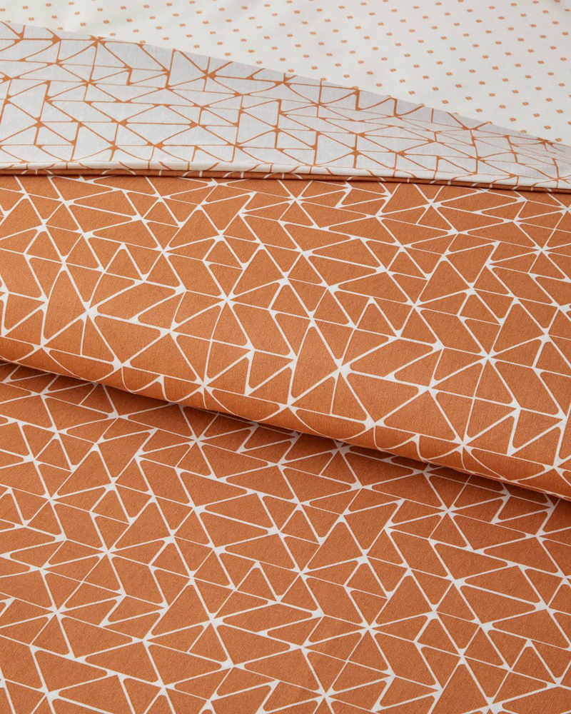 Trio Shape Kolay Ütülenir Tek Kişilik Nevresim Takımı 160x220 cm Turuncu