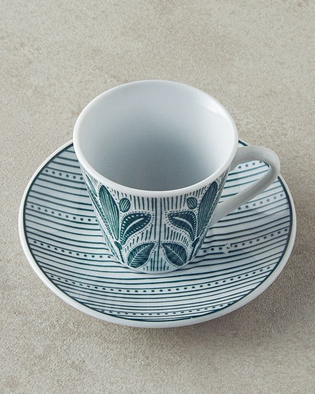 Tulipe 4 Parça 2 Kişilik Kahve Fincan Takımı Yeşil