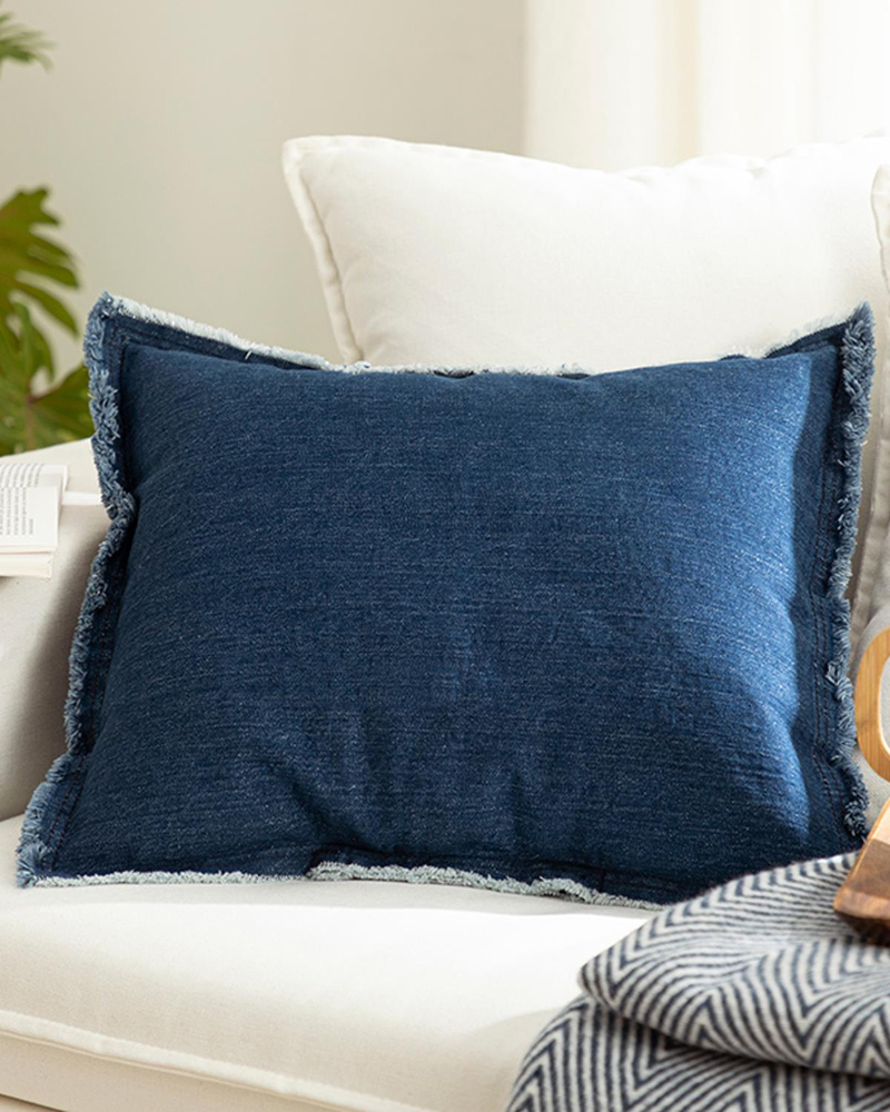 Tulipe Denim Kırlent Kılıfı İndigo