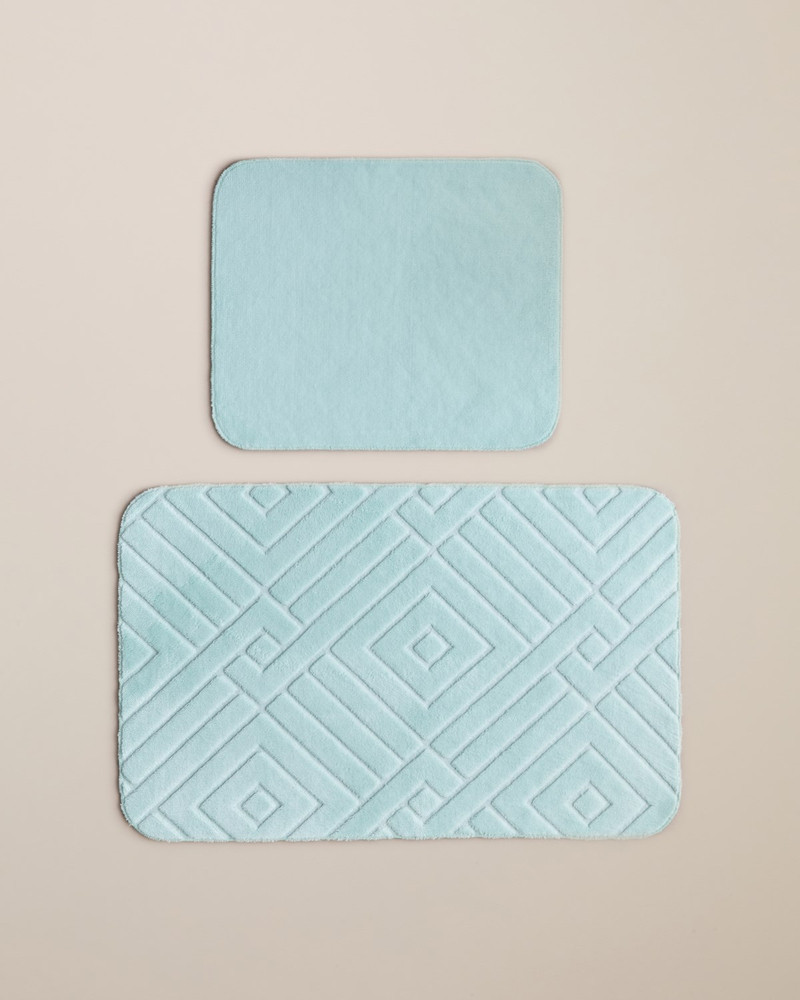 Twillow Kaydırmaz Taban Banyo Paspası Seti 60x100 cm + 50x60 cm Su Yeşili
