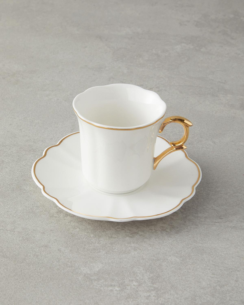 Twist New Bone China 12 Parça 6 Kişilik Kahve Fincan Takımı Gold