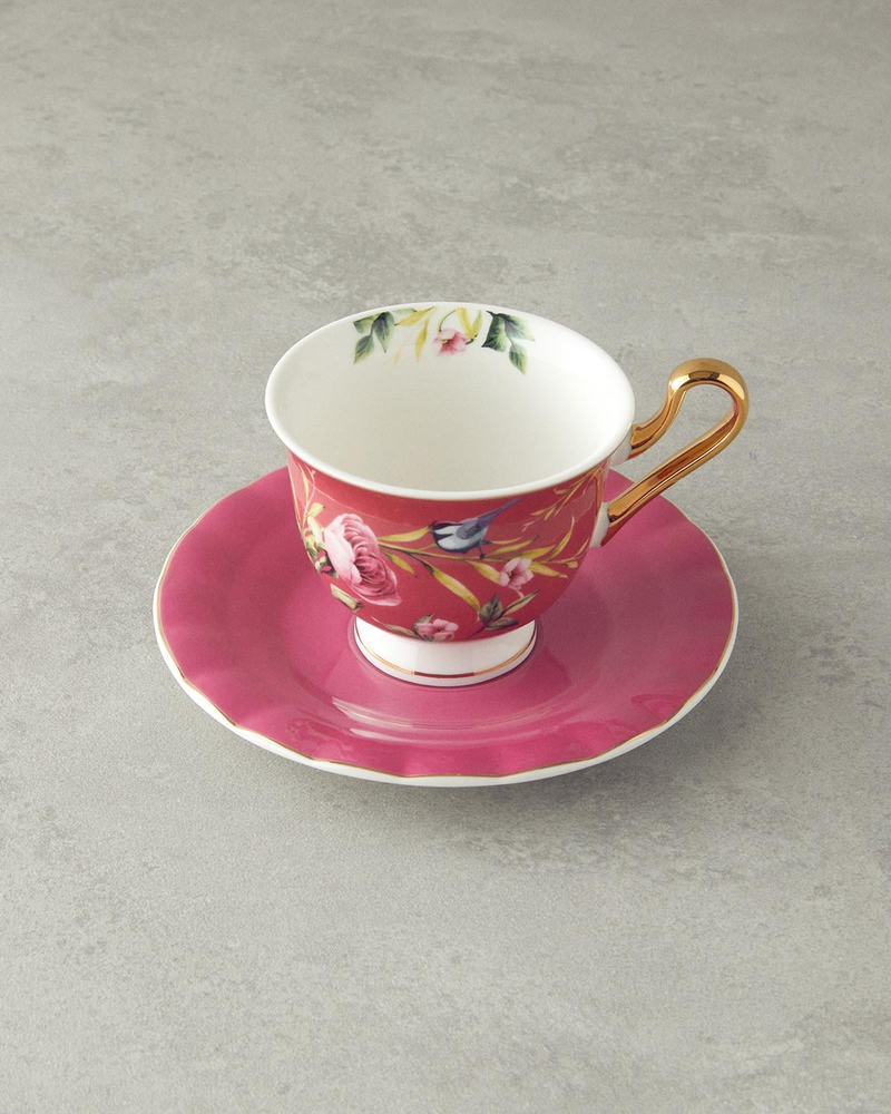 Vanilla New Bone China 4 Parça 2 Kişilik Çay Fincanı Takımı Mor