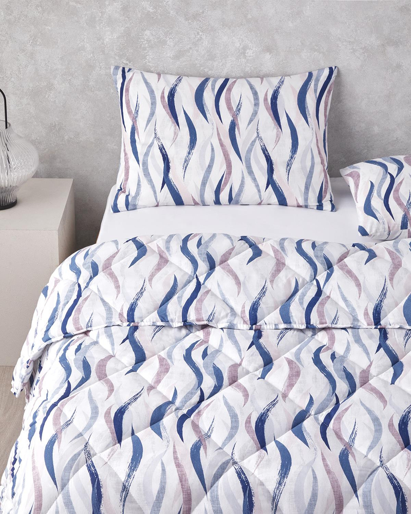 Vendy Polycotton Çift Kişilik Uyku Seti Beyaz - Mavi