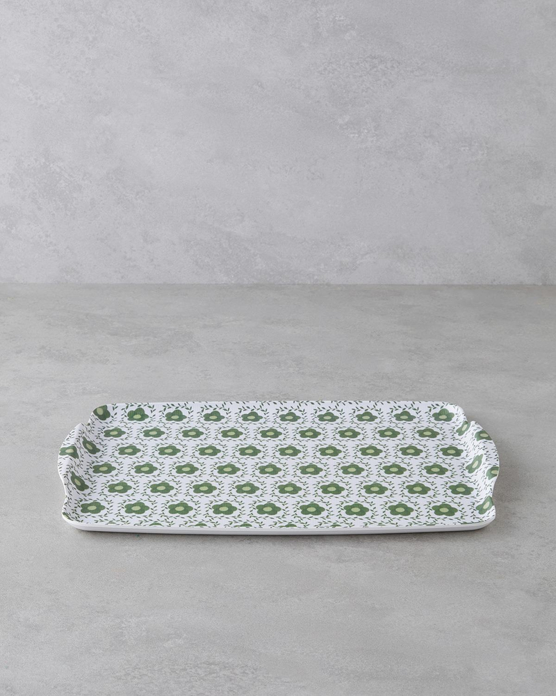 Verdura Melamin Kaydırmaz Tepsi 25x38 cm Yeşil