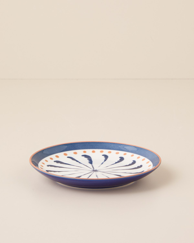 Verlune New Bone China Pasta Tabağı 15 cm Mavi - Pembe