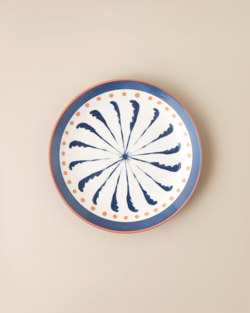 Verlune New Bone China Pasta Tabağı 15 cm Mavi - Pembe