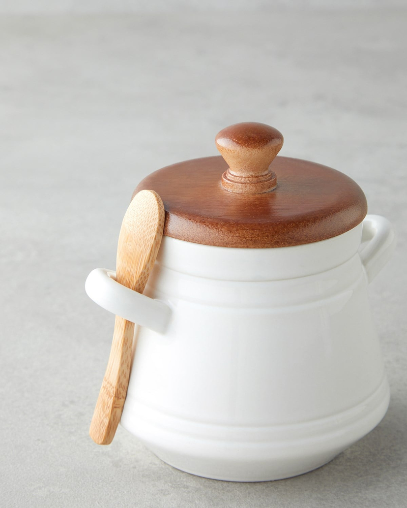 Vina Dolomite Kaşıklı Kavanoz 11 cm Beyaz