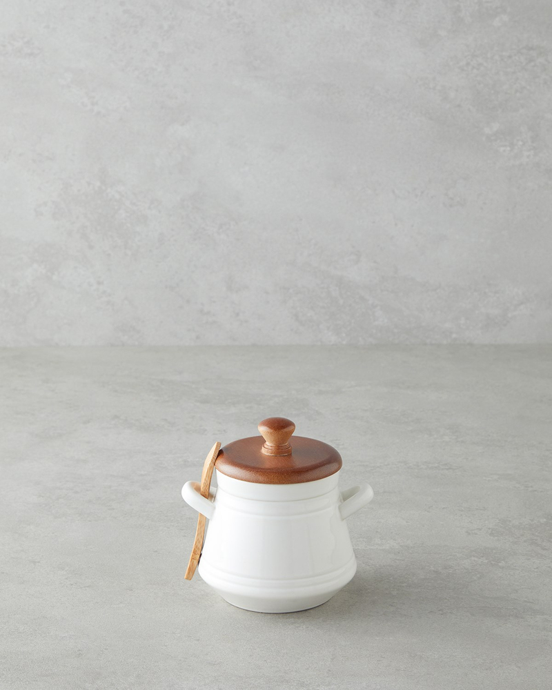 Vina Dolomite Kaşıklı Kavanoz 11 cm Beyaz