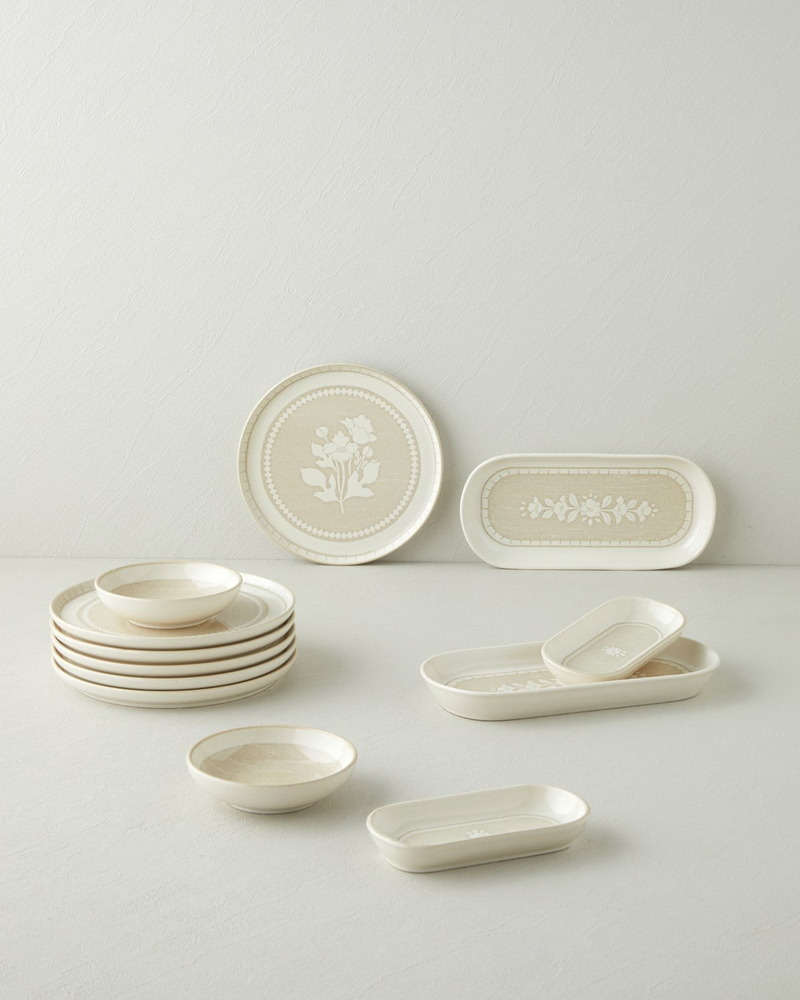 Viola Stoneware Kahvaltı ve Sunum Seti 12 Parça 6 Kişilik Bej