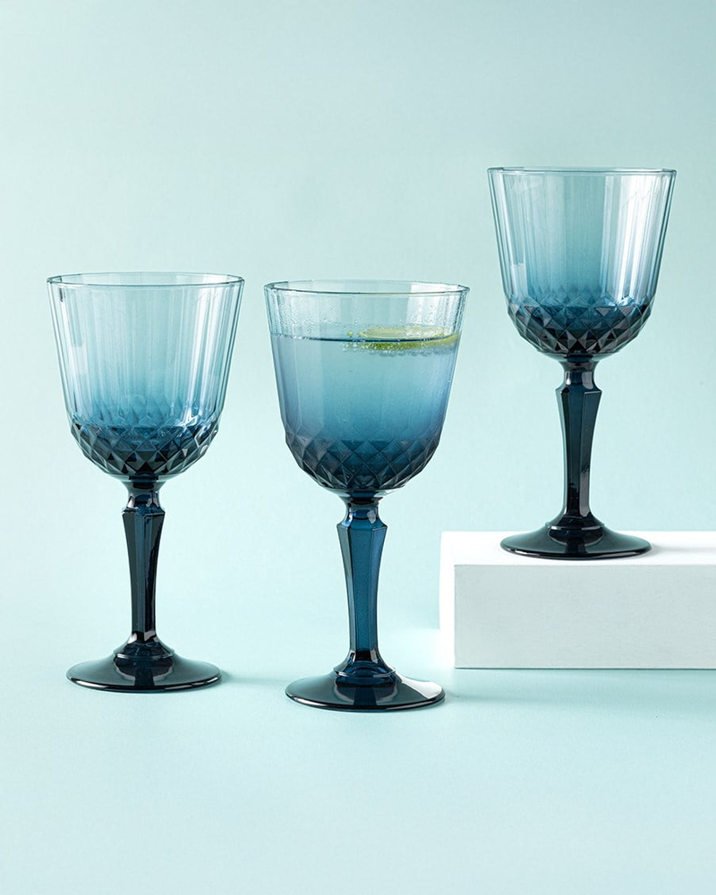 Vivid 3'lü Cam Kadeh 310 Ml Lacivert