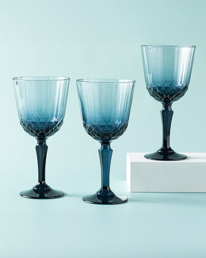 Vivid 3'lü Cam Kadeh 310 Ml Lacivert