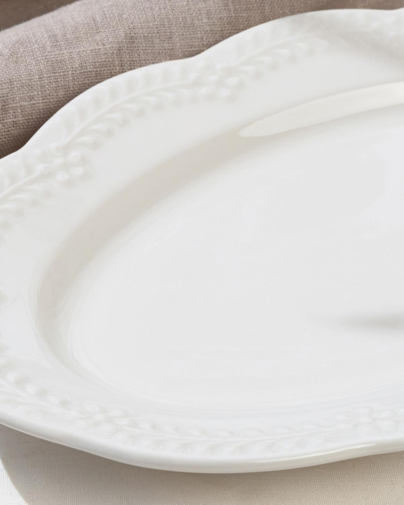 Viyana Porselen Kayık Tabak 25 cm Açık Krem