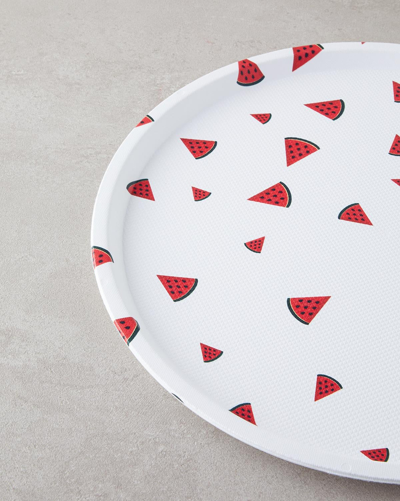 Watermellies Plastik Tepsi Beyaz - Kırmızı