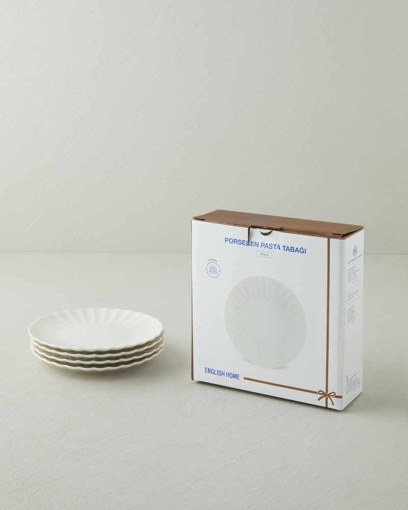 Wave Porselen 6'lı Pasta Seti 20 cm Beyaz