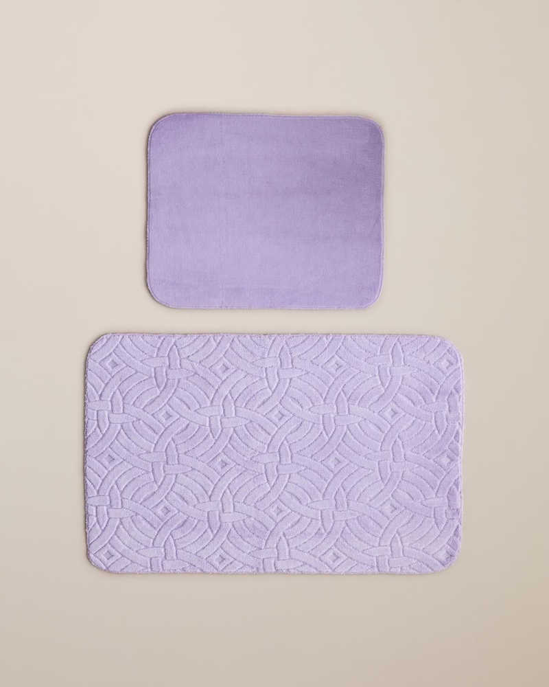 Wavelet Banyo Paspası Seti 60x100 cm + 50x60 cm Mor