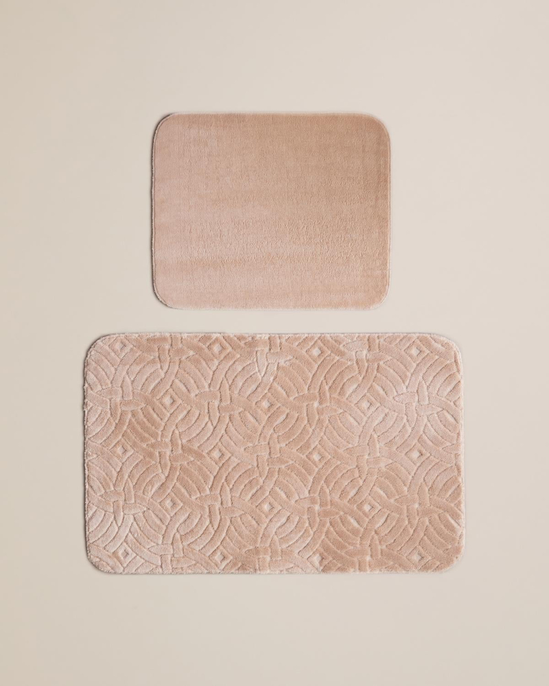 Wavelet Banyo Paspası Seti 60x100 cm + 50x60 cm Açık Bej