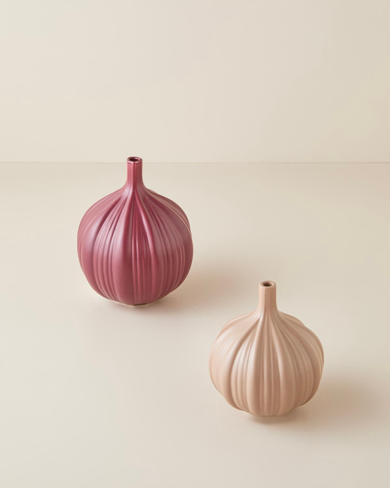 Wavy Stoneware Vazo 14 cm Bej