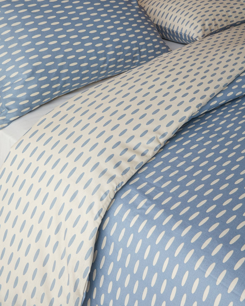 Whisper Dots Pamuklu Çift Kişilik Nevresim Seti 200x220 cm Mavi - Krem