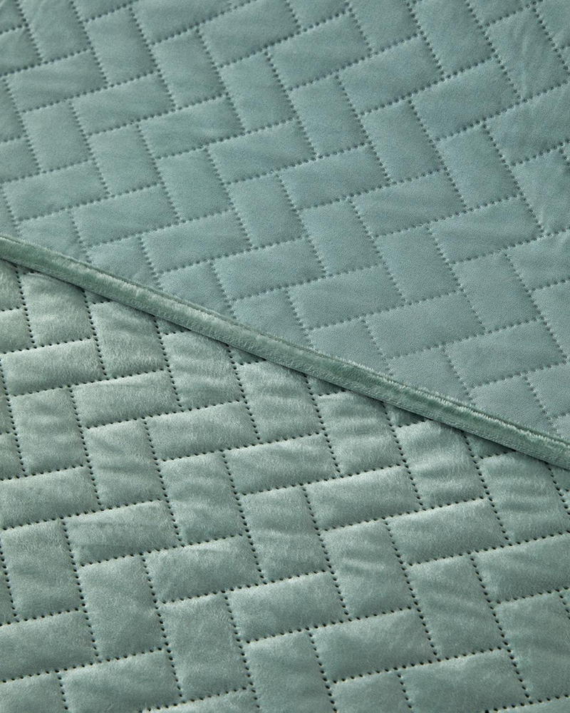 Wicker Kadife King Size Yatak Örtüsü Takımı 240x220 cm Yeşil