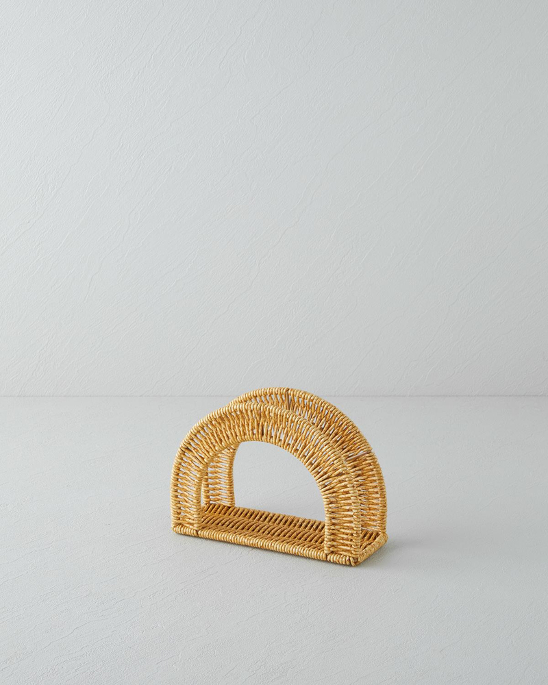 Wicker Plastik Rattan Peçetelik 19x13 cm Açık Kahverengi