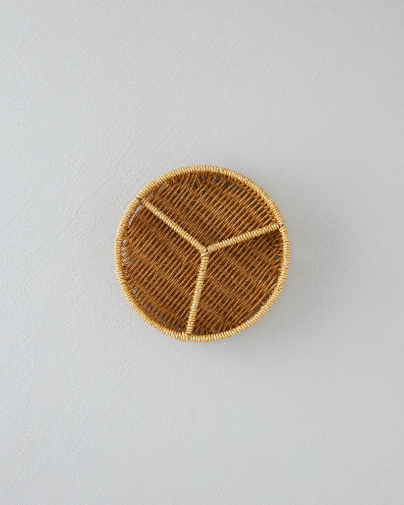 Wicker Rattan 3 Bölmeli Sunumluk 19x5 cm Açık Kahverengi