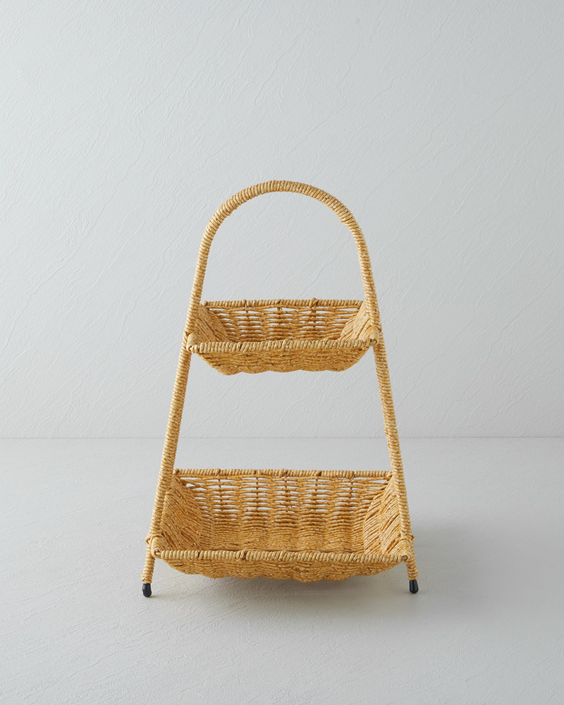Wicker Rattan Katlı Servis 26x22x36 cm Açık Kahverengi