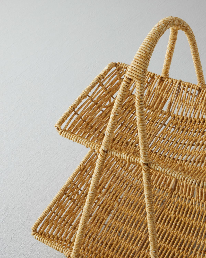 Wicker Rattan Katlı Servis 26x22x36 cm Açık Kahverengi
