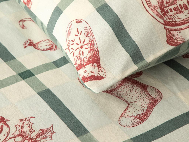 Winter Joy Flanel Çift Kişilik Nevresim Takımı Yeşil
