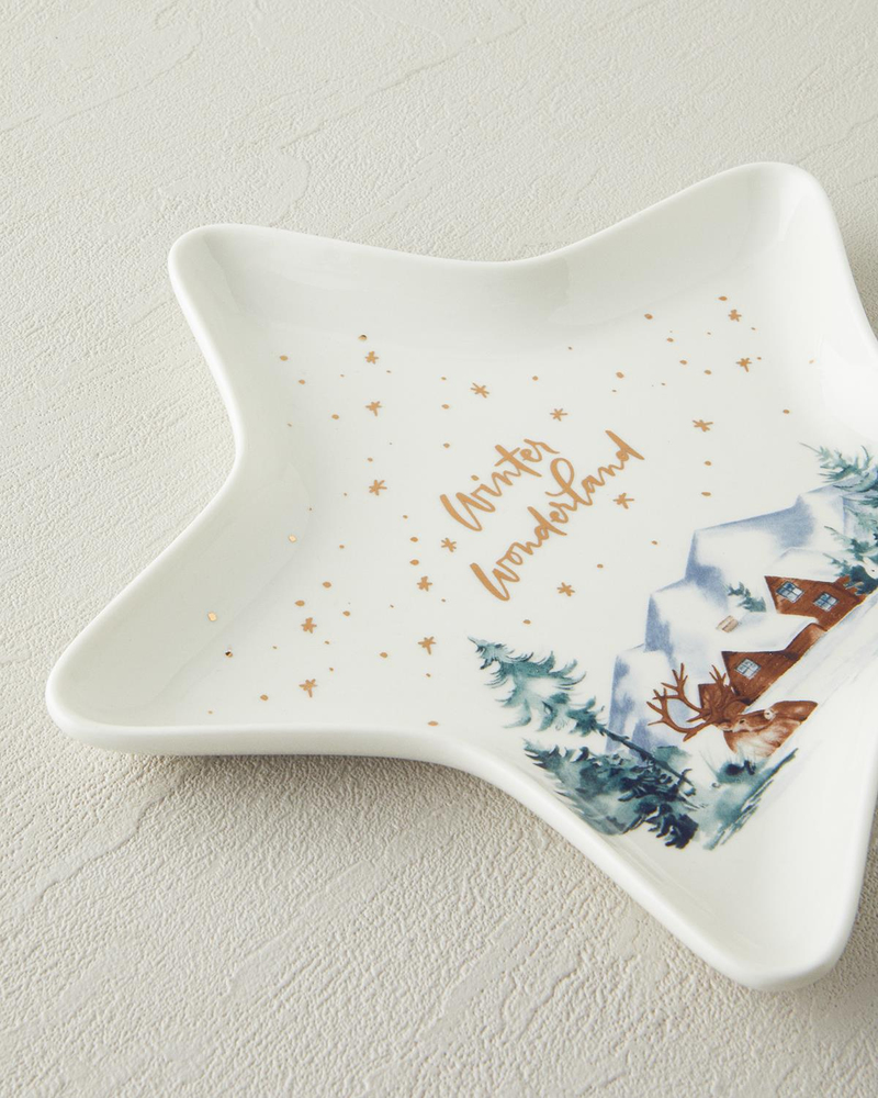 Winter Wonderland New Bone China Servis Tabağı 23x24 cm Beyaz