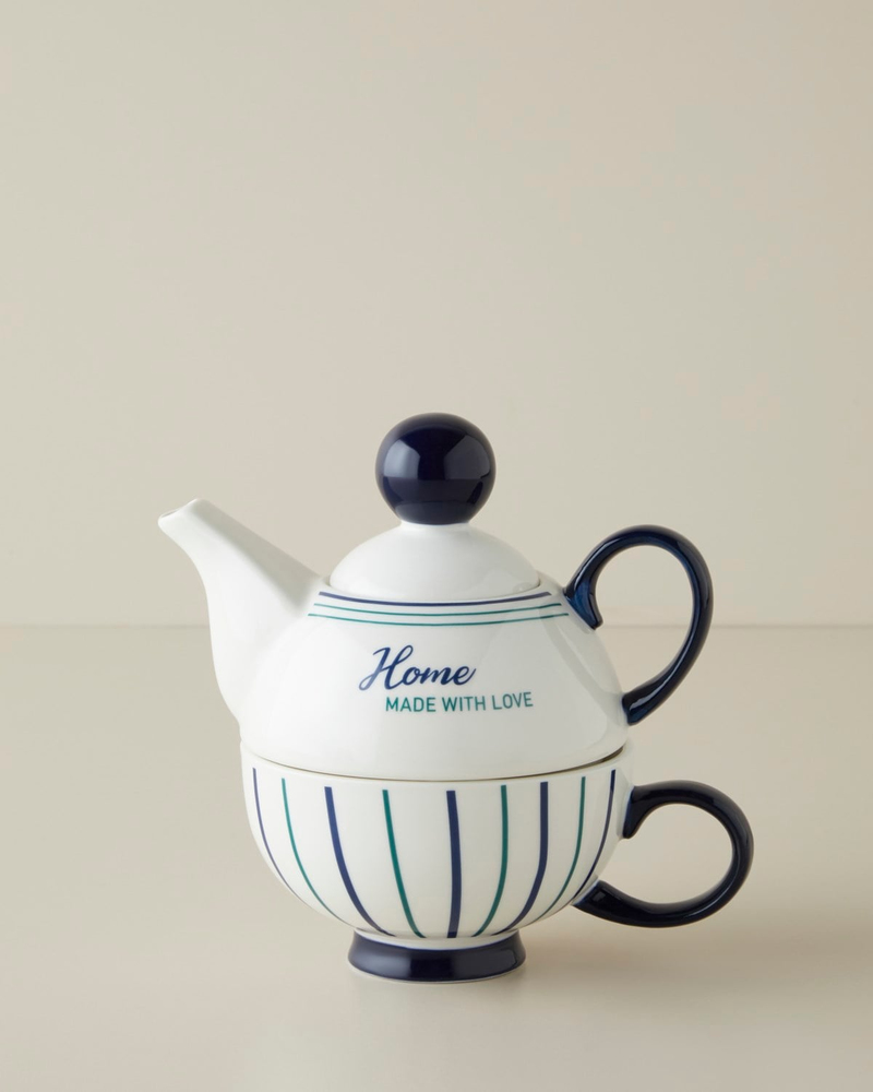 With Love New Bone China Demlik Seti 380 – 260 ml Lacivert