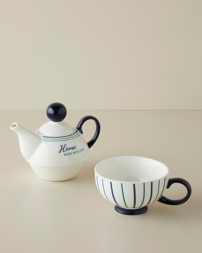 With Love New Bone China Demlik Seti 380 – 260 ml Lacivert