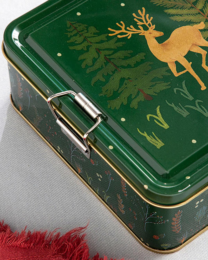 Woodland Metal Kurabiye Kutusu 15,8x6,2 cm Koyu Yeşil