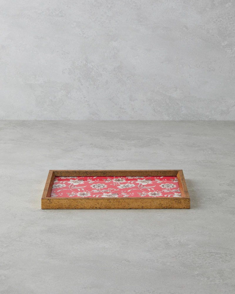 Woody Bergamot Dekoratif Tepsi 16x26 cm Kırmızı