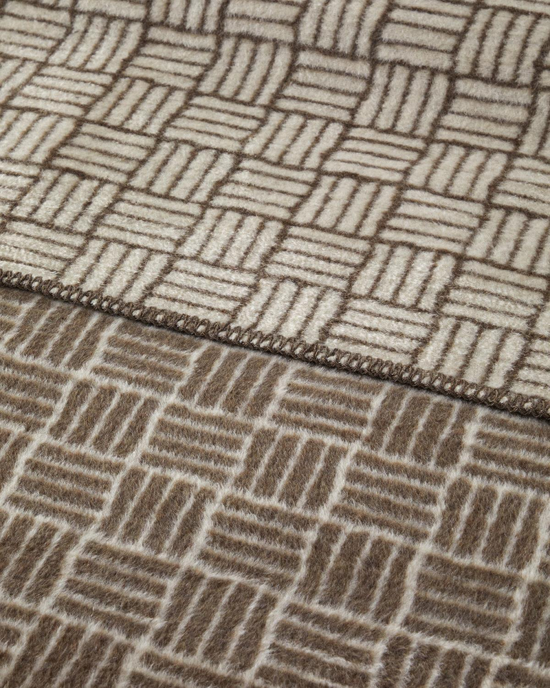Woven Grid Pamuk Akrilik Çift Kişilik Battaniye 200x220 cm Kahverengi